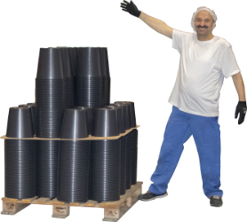 Pallet full of flower buckets